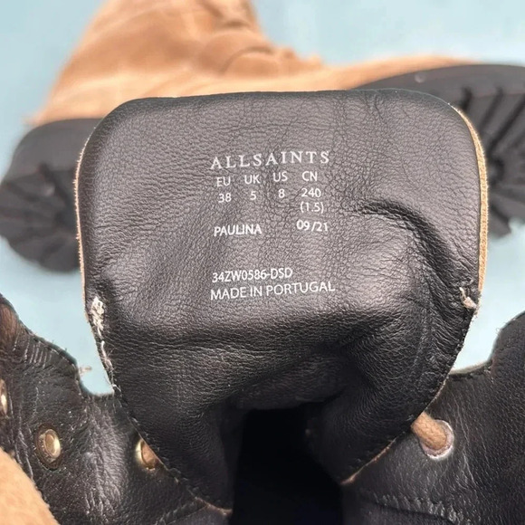 NWOT All Saints Paulina Suede Buckle Boots Desert Sand Sz US 8 /EU 38 MSRP $389 - Picture 9 of 12